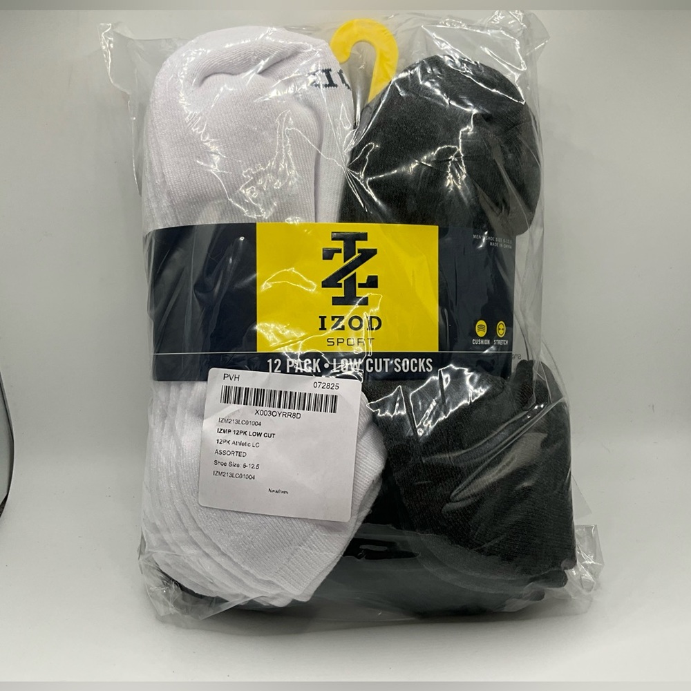 IZOD Women's Athletic Low Cut Socks - Black and White 12 Pack